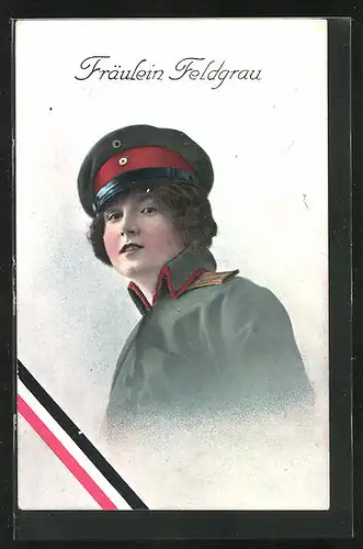 AK Fräulein Feldgrau, Reichsfahne