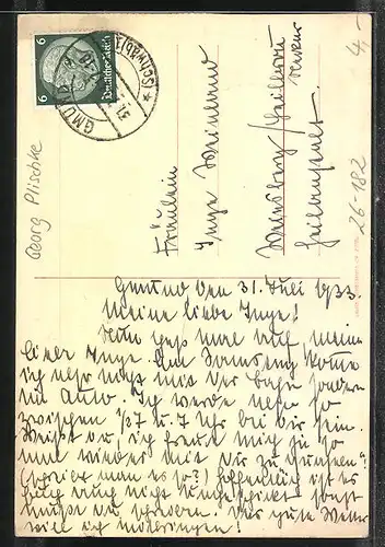 Künstler-AK Georg Plischke: Ein Herz voll Glück und Sonnenschein was sonst noch fehlt kommt von allein 1929