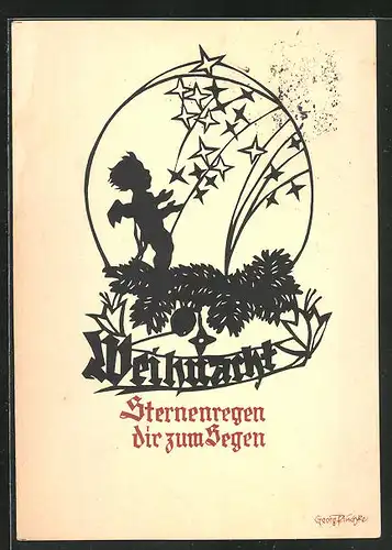 Künstler-AK Georg Plischke: Weihnachtsgruss, Putte und Sterne