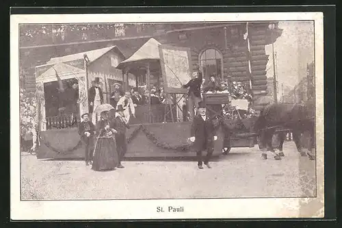 AK Hamburg-St. Pauli, XVI. Deutsches Bundesschiessen 1909, Umzugswagen