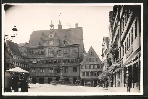 Fotografie unbekannter Fotograf, Ansicht Tübingen, Hotel Camm & Apotheke am Marktplatz, Rathaus