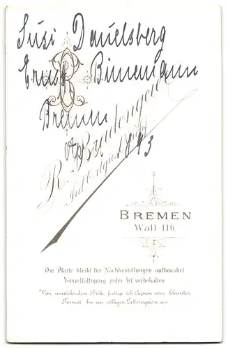 Fotografie R. Bradengeier, Bremen, Wall 116, Susi Danielsberg nebst Gemahl