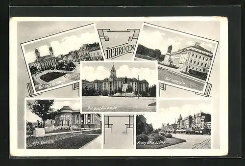 AK Debrecen / Debreczin, Ref. nagy templom, Ref. kollegium, Ref. püspöki palota