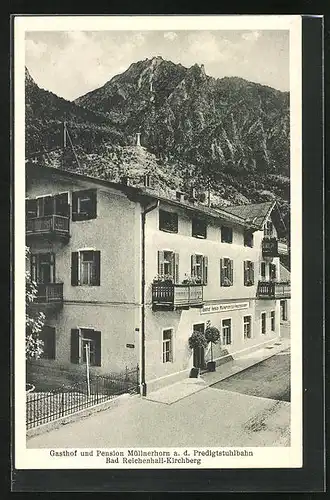 AK Bad Reichenhall-Kirchberg, Gasthof und Pension Müllernhorn a. d. Predigtstuhlbahn