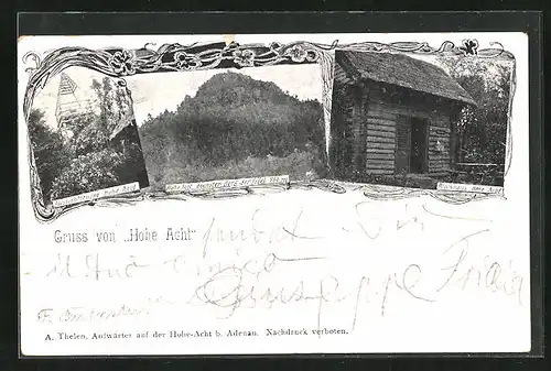 AK Adenau, Hohe Acht höchster Berg der Eifel, Aussichtsturm