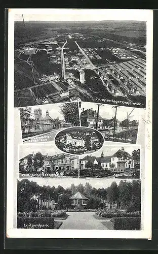AK Grafenwöhr, Truppenlager, Hauptwache und Forsthaus, Luitpoldpark