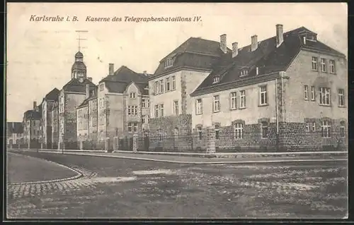 AK Karlsruhe i. B., Kaserne des Telegraphenbataillons IV.