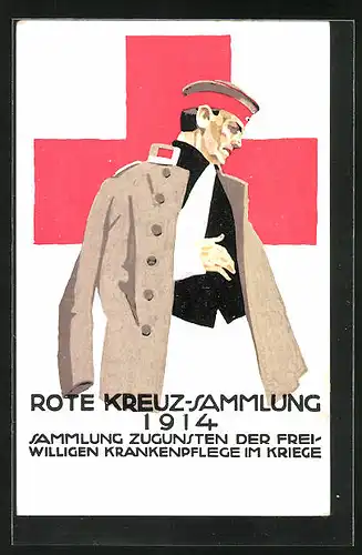 Künstler-AK Ludwig Hohlwein: Ganzsache Bayern PP38C7 /01, Rote Kreuz-Sammlung 1914, Kriegsversehrter