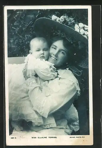 AK Schauspielerin Miss Ellaline Terriss mit ihrem Kind