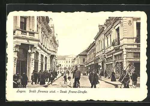 AK Lugos, Deak Franz-Strasse mit Passanten
