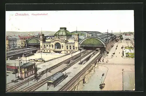 AK Dresden, Blick zum Hauptbahnhof