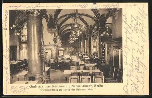 AK Berlin, Friedrichstrasse165, Inneres vom Restaurant Pschorr-Bräu