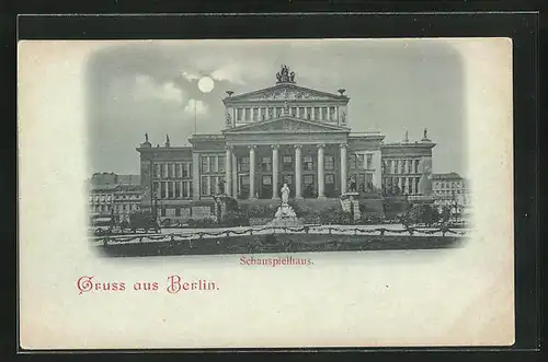 Mondschein-AK Berlin, Gendarmenmarkt, Schauspielhaus