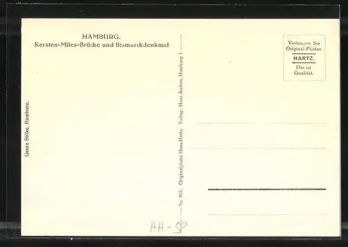 AK Hamburg-St. Pauli, Kersten-Miles-Brücke und Bismarckdenkmal