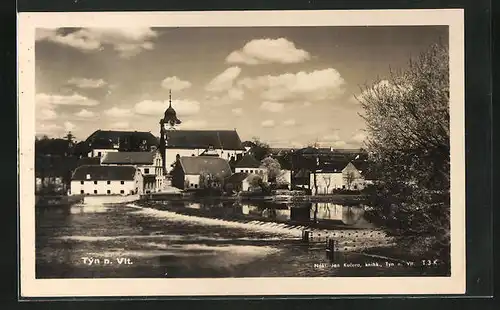 AK Týn nad Vltavou, Teilansicht mit Kirche