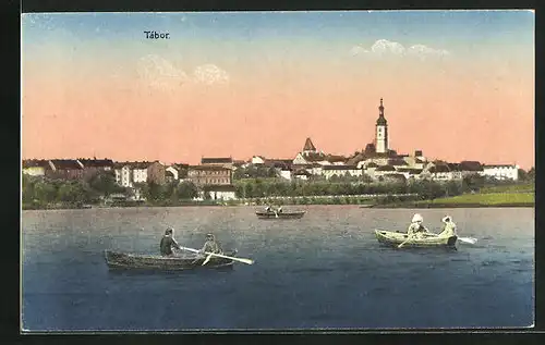 AK Tabor, Blick über das Wasser zur Stadt