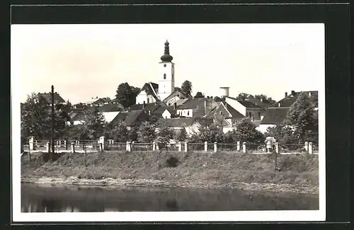 AK Veselí nad Luznicí, Ortsansicht mit Kirche