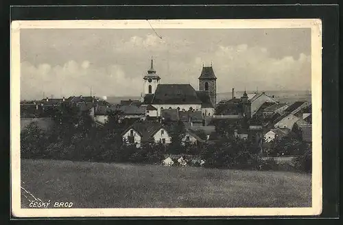 AK Cesky Brod, Ortsansicht mit Kirche