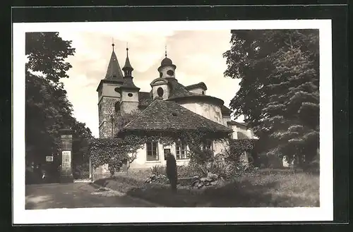 AK Schlan / Slany, Blick zur Kirche