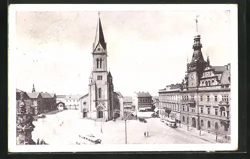 AK Kladno, Marktplatz mit Kirche
