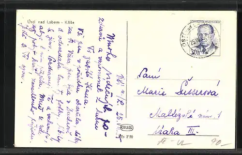 AK Aussig / Usti - Klise, Ortsansicht aus der Vogelschau