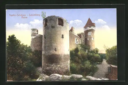 AK Teplitz Schönau / Teplice, Schlossberg - Ruine