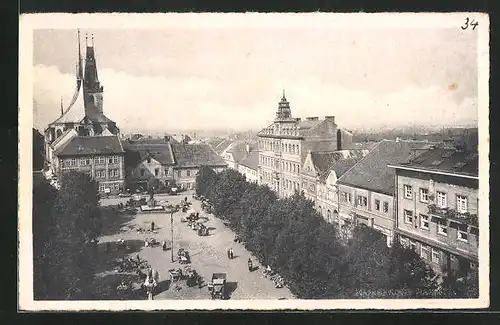 AK Laun / Louny, Marktplatz aus der Vogelschau