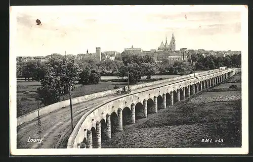 AK Laun / Louny, Brücke zum Ort