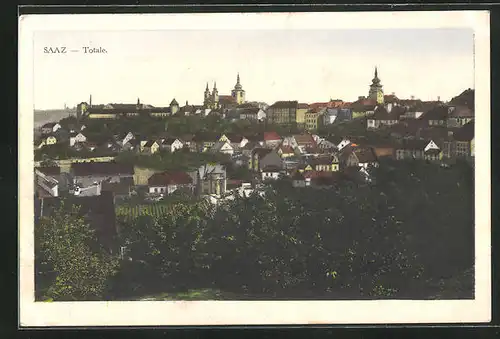 AK Zatec / Saaz, Totalansicht der Stadt