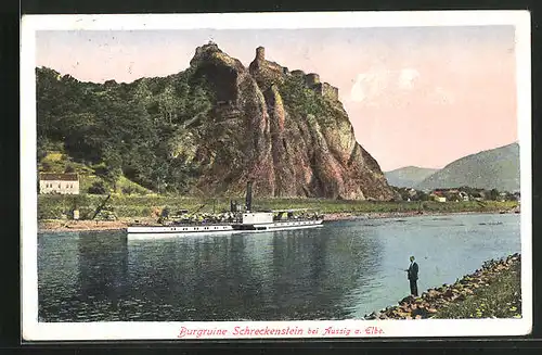 AK Aussig / Usti, Burgruine Schreckenstein