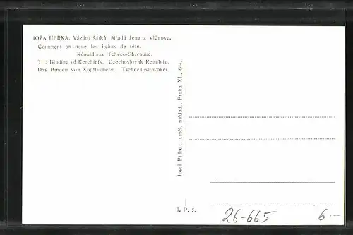 Künstler-AK Joza Uprka: Das Binden von Kopftüchern