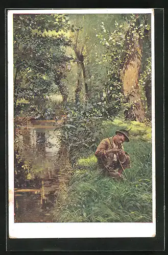Künstler-AK sign. V. Trsek: Kleiner Angler