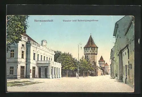 AK Hermannstadt, Theater und Befestigungstürme