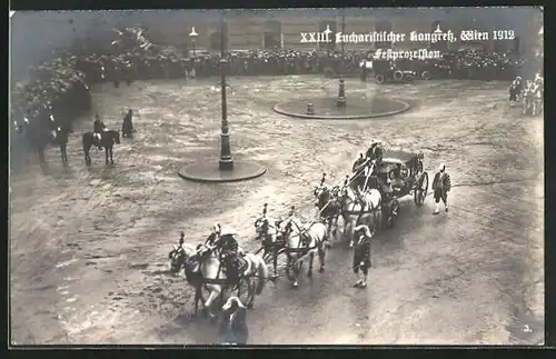 AK Wien, XXIII. Eucharistischer Kongress 1912, Festwagen auf der Prozession