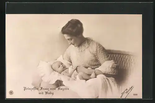 AK Prinzessin Franz von Bayern mit Baby