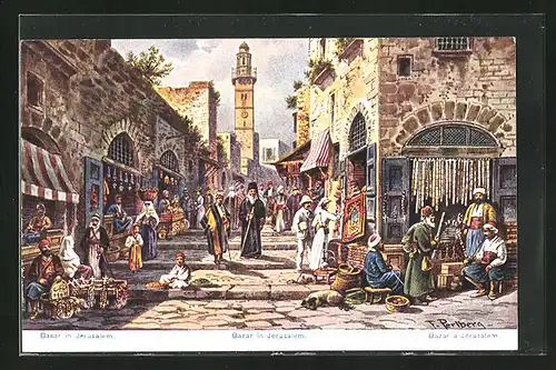 Künstler-AK Friedrich Perlberg: Jerusalem, Bazar