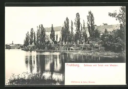 AK Frohburg, Schloss mit Teich vom Westen
