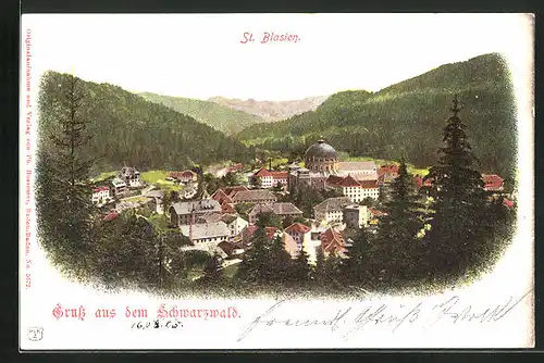 AK St. Blasien im Schwarzwald, Totalansicht aus der Vogelschau
