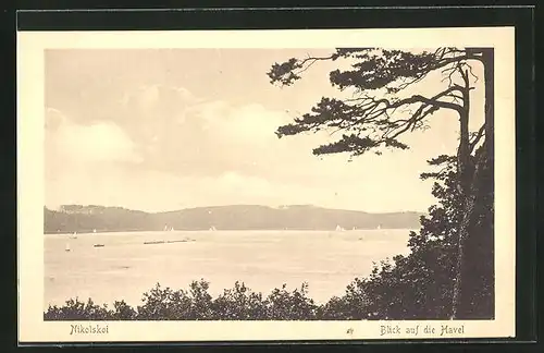 AK Berlin-Wannsee, Nikolskoi - Blick auf die Havel