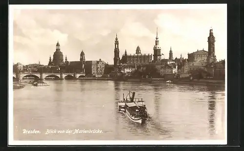 AK Dresden, Blick von der Marienbrücke
