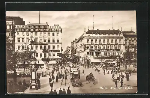 AK Berlin, Unter den Linden mit Victoria Cafè