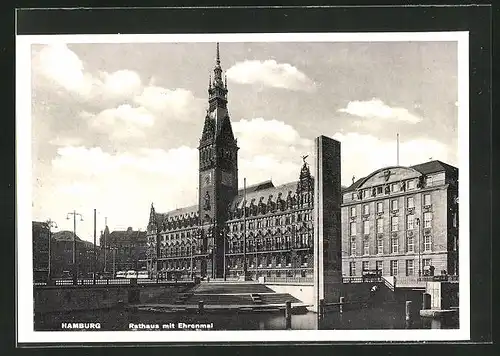 AK Hamburg, Rathaus mit Ehrenmal