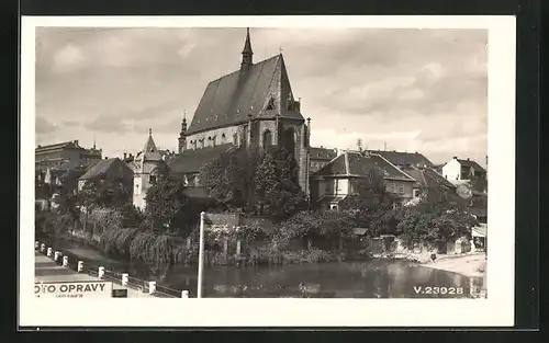 AK Schlan / Slany, Teilansicht mit Kirche