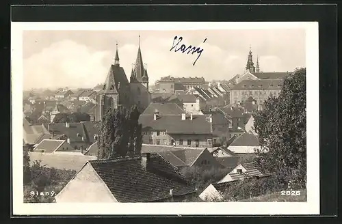 AK Schlan / Slany, Ortsansicht aus der Vogelschau