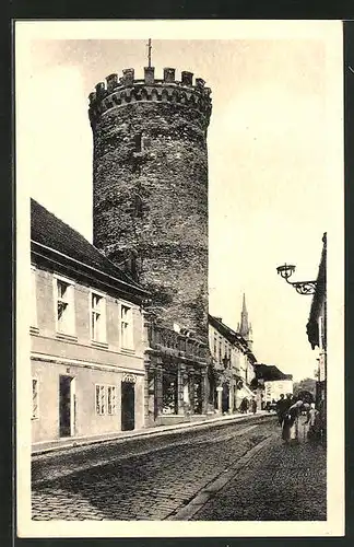 AK Tschaslau / Caslav, Strassenpartie am Turm