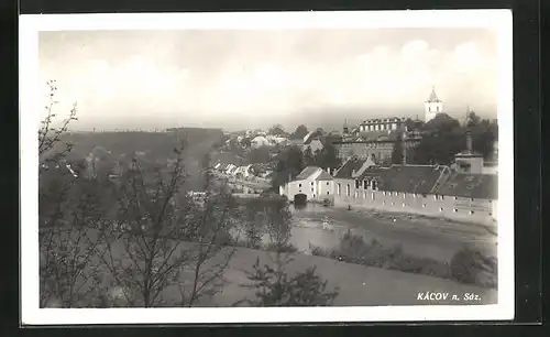 AK Kàcov nad Sázavou, Ortsansicht aus der Vogelschau