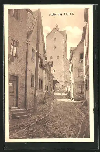 AK Bad Orb, auf der Strasse zum Turm in der Altstadt