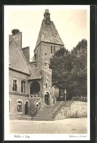 AK Mölln i. Lbg., Rathaus und Kirche