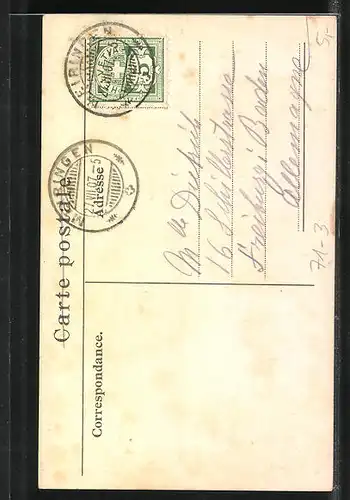 AK Wasserfall, Partie am Unteren Reichenbachfall