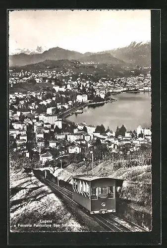 AK Lugano, Ferrovia Funicolare San Salatore, Auffahrt der Bergbahn